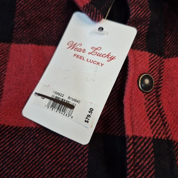 Lucky Brand Red and Black Plaid Snap Button Shirt 3118/431 - Picture 4 of 13